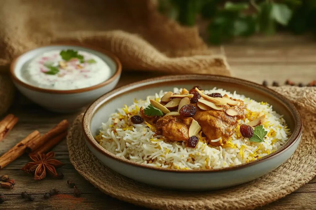 Traditional Biryani in Copper Handi with Aromatic Garnish