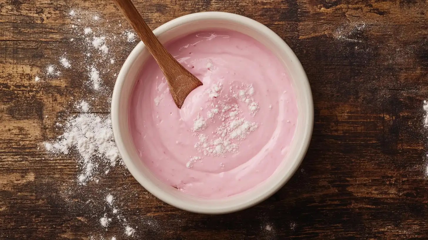 How is the pink sauce made? Creamy pink condiment in a small dish.