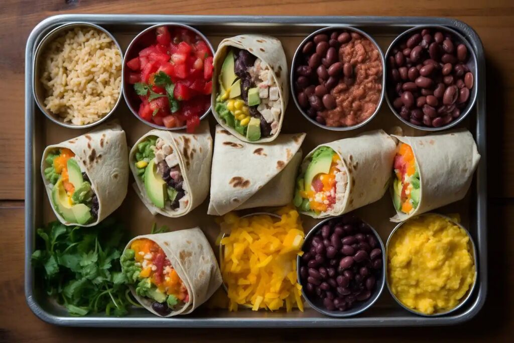 Close-up of Burrito Filling with Turkey, Beans, and Peppers