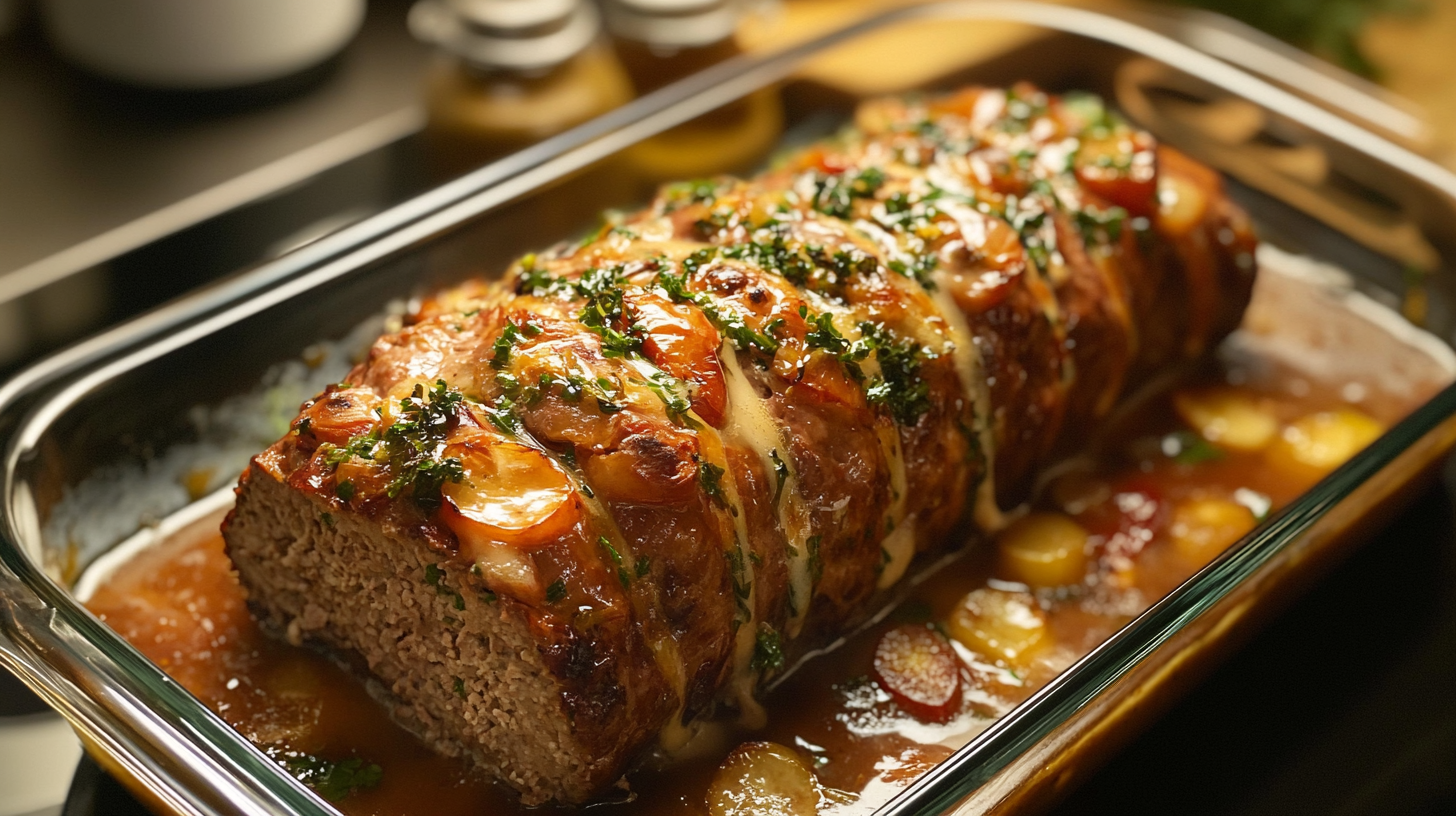 Why milk instead of water in meatloaf? Moist meatloaf slice overhead shot