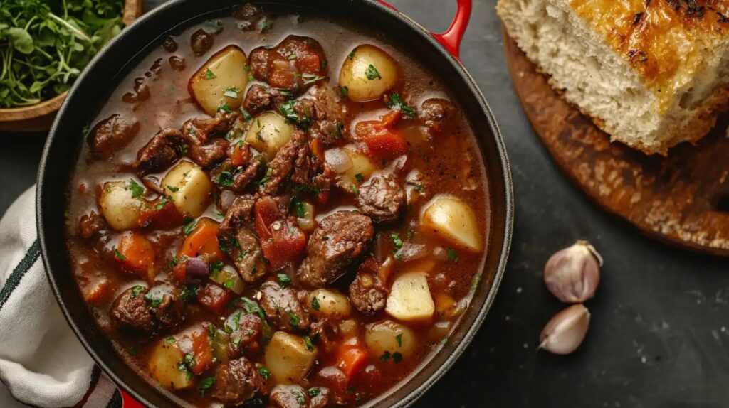 old fashioned vegetable beef soup recipe served hot