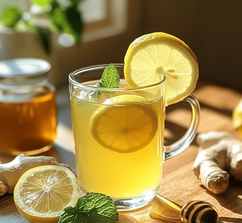 cup of natural mounjaro recipe detox drink with lemon and mint