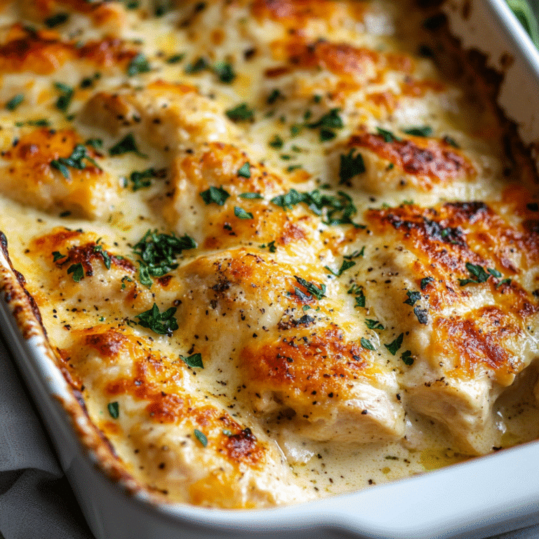 creamy keto chicken casserole in a baking dish