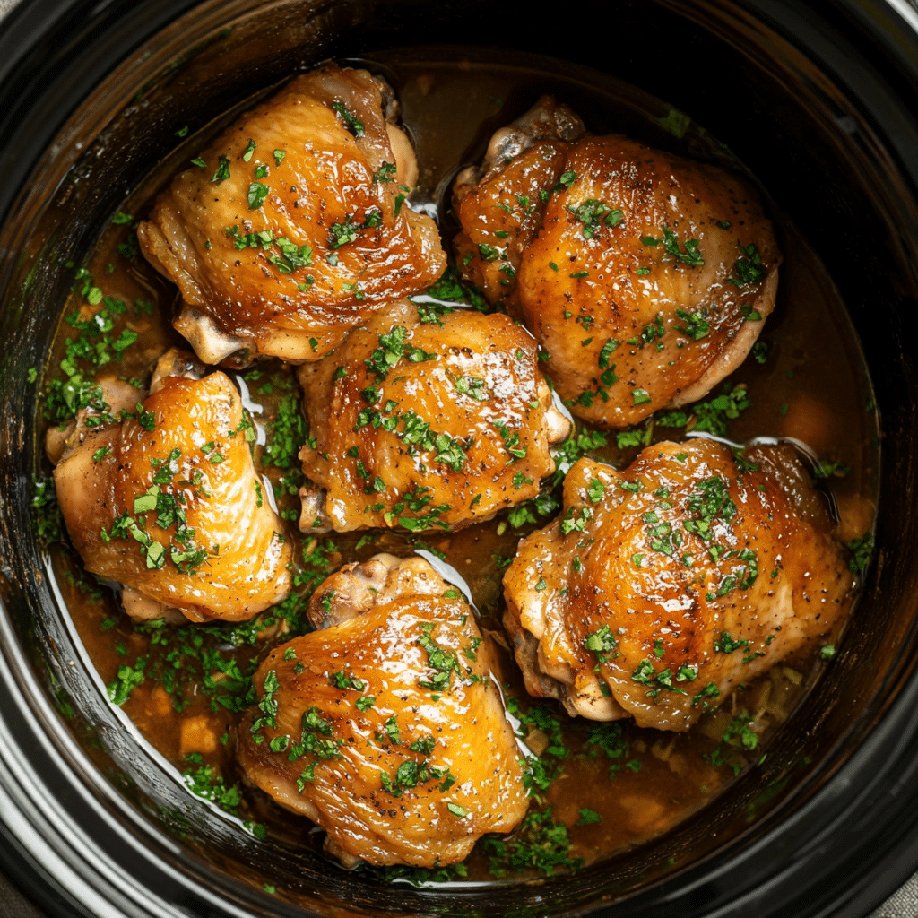   Finished slow cooker chicken thighs recipe