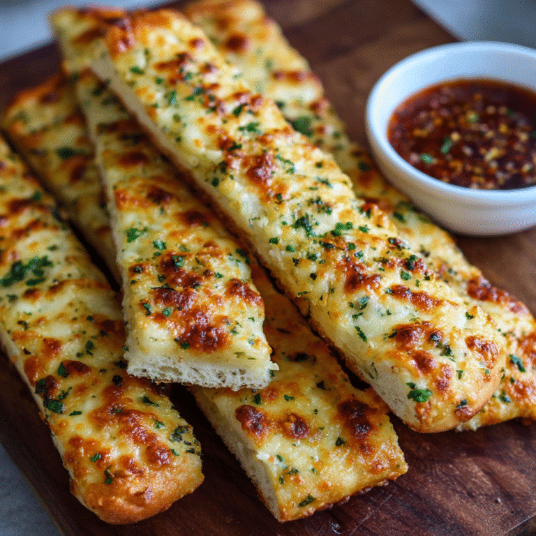 Cheesy garlic breadsticks baked with mozzarella and parmesan