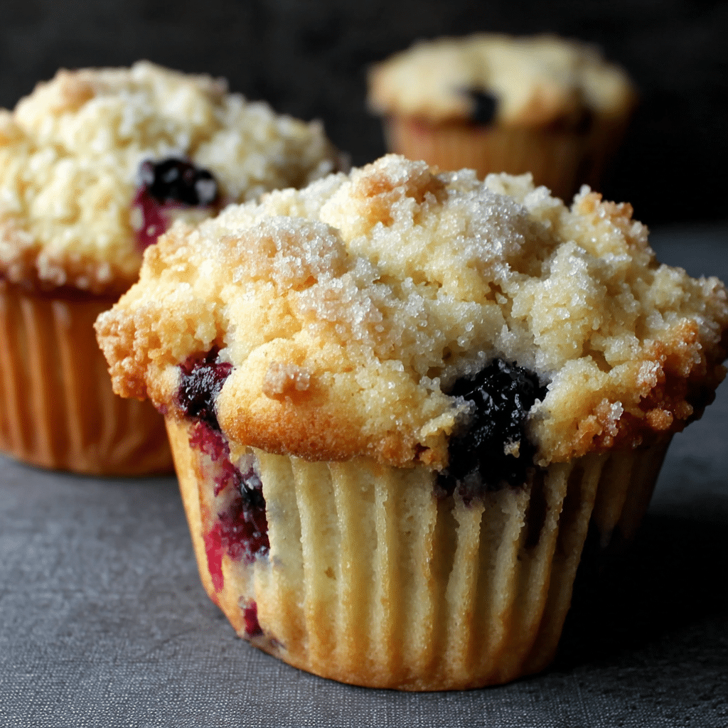 Freshly baked gluten-free huckleberry muffins on a cooling rack.